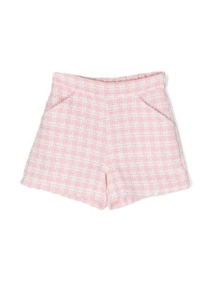 Miss Grant Kids check-pattern elasticated-waist shorts - Pink
