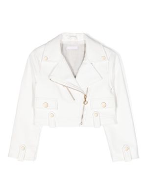 Miss Grant Kids cropped biker jacket - White