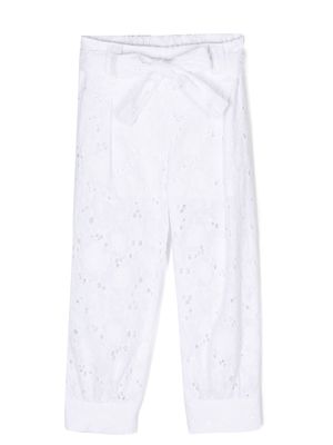 Miss Grant Kids embroidered-design belted trousers - White