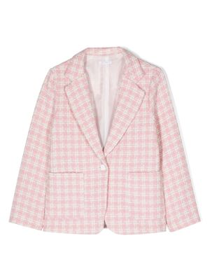 Miss Grant Kids houndstooth tweed cotton-blend blazer - Pink