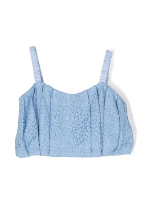 Miss Grant Kids lace-detailing cropped top - Blue