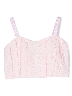 Miss Grant Kids lace-detailing cropped top - Pink