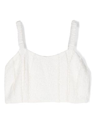 Miss Grant Kids lace-detailing cropped top - White