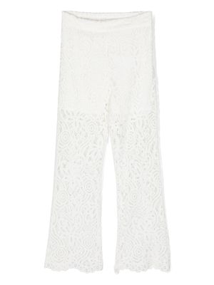 Miss Grant Kids lace-detailing elasticated-waist trousers - White