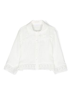 Miss Grant Kids lace-trim linen shirt - White