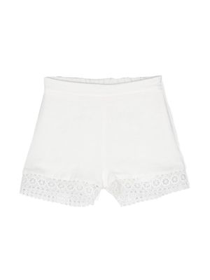 Miss Grant Kids lace-trim linen shorts - White