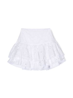 Miss Grant Kids macramé ruffle mini skirt - White