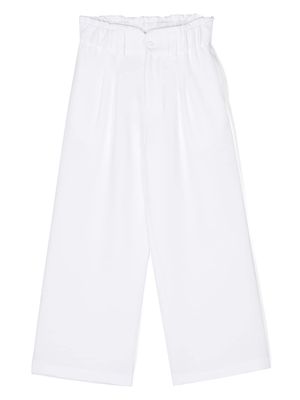 Miss Grant Kids notched waistband wide leg trousers - White