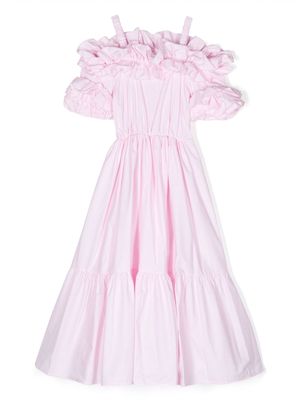 Miss Grant Kids off-shoulder layered maxi dress - Pink