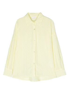Miss Grant Kids perforated-embellishment embroidered shirt - Yellow