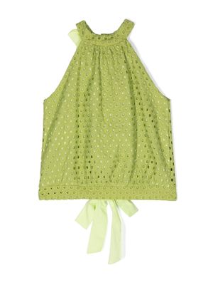 Miss Grant Kids perforated tie-fastening top - Green