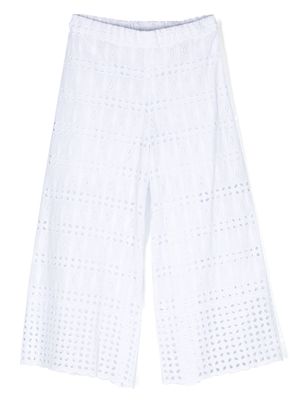 Miss Grant Kids perforated wide-leg trousers - WHITE