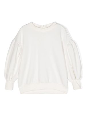 Miss Grant Kids puff-sleeve cotton blend T-shirt - White