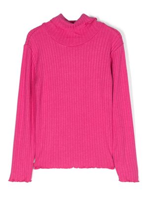 Miss Grant Kids roll-neck ribbed-knit jumper - Pink