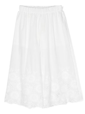 Miss Grant Kids wide-leg lace trousers - White