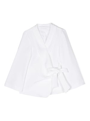 Miss Grant Kids wrap design tie-fastening blazer - White