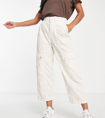 Miss Selfridg Petite side pocket cargo pants in ecru-Neutral