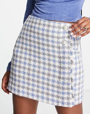 Miss Selfridge boucle mini skirt in blue-Blues
