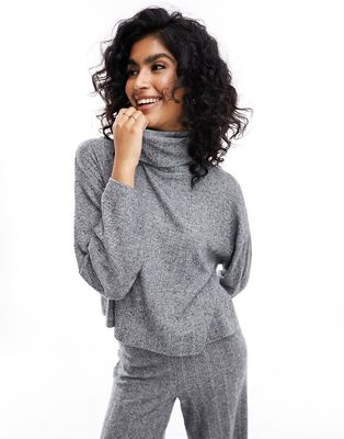 Miss Selfridge brushed cozy turtle neck top in gray - part of a set