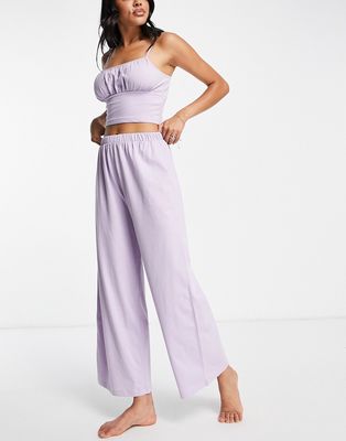 Miss Selfridge cami top and pants pajama set in lilac-Multi
