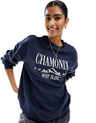 Miss Selfridge Chamonix oversized sweat in navy