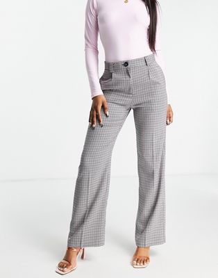 Miss Selfridge check slouchy dad pants in Pink Check-Multi