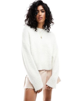 Miss Selfridge lash oversized sweater in cream-White