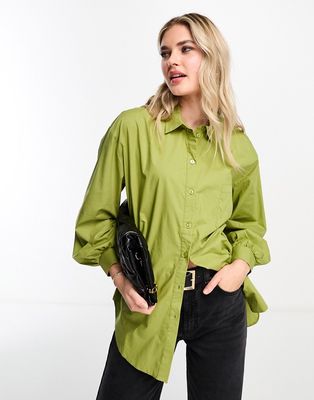 Miss Selfridge oversized poplin shirt in khaki green