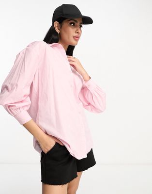 Miss Selfridge oversized poplin shirt in soft pink