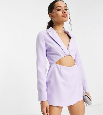 Miss Selfridge Petite cut out mini blazer romper in lilac-Purple