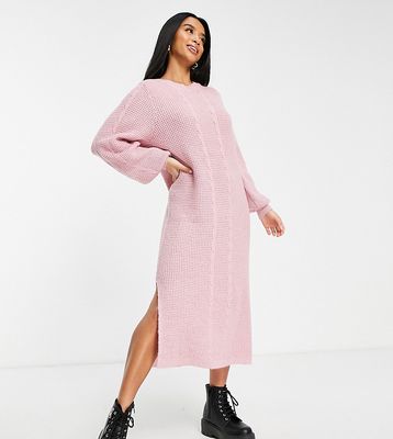 Miss Selfridge Petite maxi knit dress with side slits in pink-Red