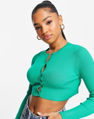 Miss Selfridge ribbed cardigan in green - part of a set - MGREEN
