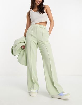Miss Selfridge slouchy oversized dad pants in sage green - part of a set