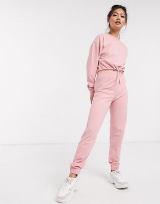 Miss Selfridge sweatpants in pink two-piece
