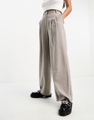 Miss Selfridge wide leg tailored pants in warm gray