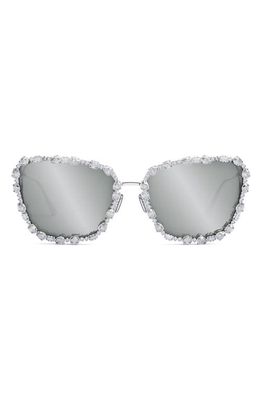 MissDior B2U 63mm Oversize Butterfly Sunglasses in Shiny Palladium /Mirror
