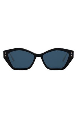 MissDior S1U 56mm Geometric Sunglasses in Shiny Black /Blue