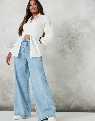 Missguided 90s wide leg jeans in blue-Blues