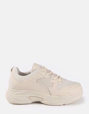 Missguided chunky sneakers in sand-Neutral