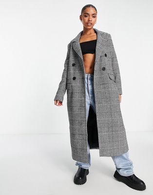 Missguided double breasted formal coat in black