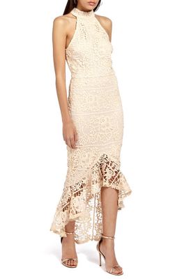 Missguided Lace Body-Con Dress in Nude
