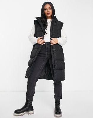 Missguided longline padded vest in black - BLACK
