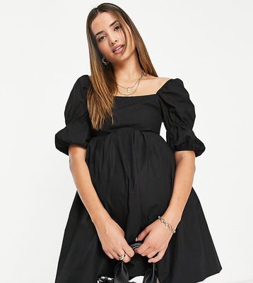Missguided Maternity poplin smock mini dress in black