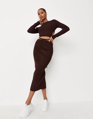 Missguided midaxi skirt in chocolate - part of a set-Brown