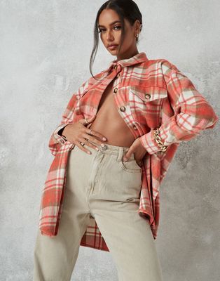 Missguided oversized checked shacket-Multi