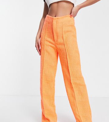 Missguided Petite boucle straight pants in neon orange