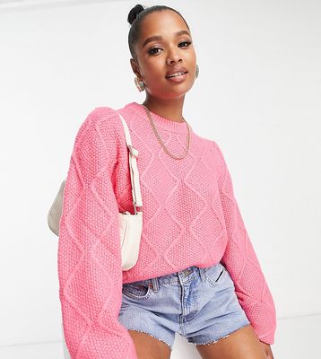Missguided Petite diamond cable knit sweaters in pink