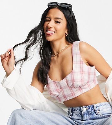 Missguided Petite gingham bralet in pink - part of a set
