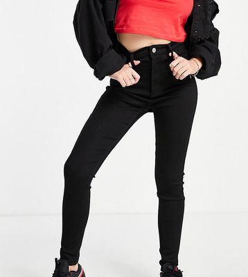 Missguided Petite high waisted super stretch skinny jeans in black