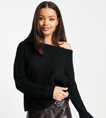 Missguided Petite off shoulder sweater in black